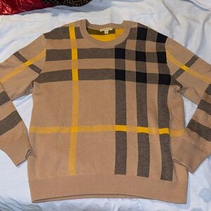 Burberry Beige Plaid Crewneck Sweater